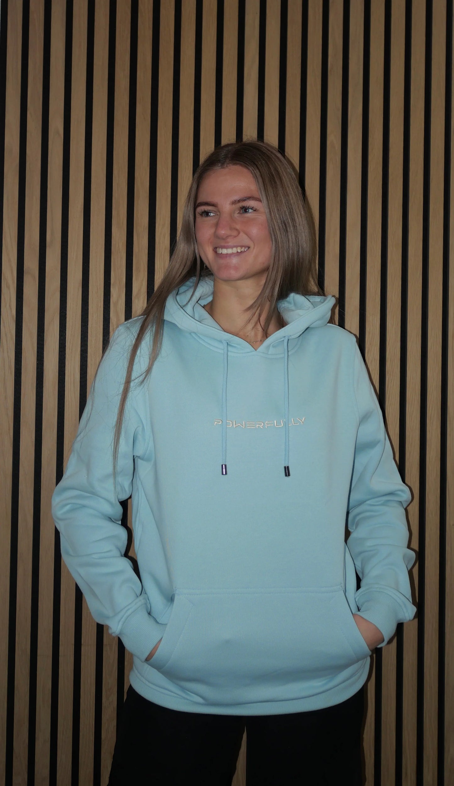 Embroidered Hoodie Light Blue